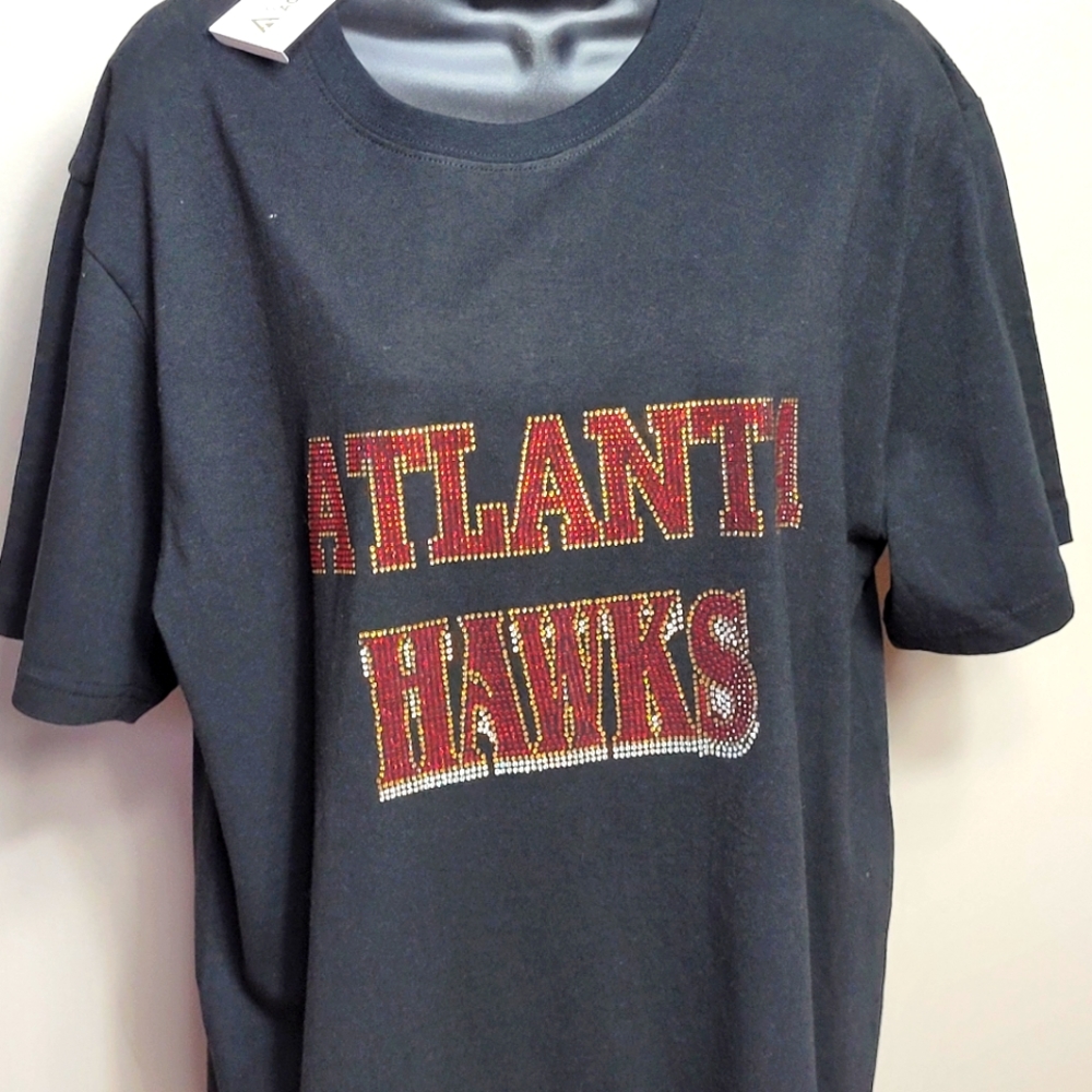Custom Rhinestones Design Atlanta Hawks T Shirt